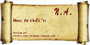 Neu Arikán névjegykártya